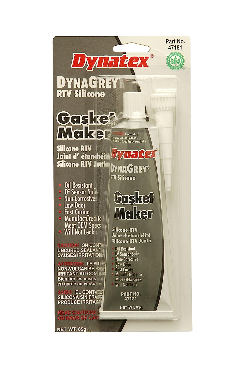 Dynatex 47181 DynaGrey RTV Silicone Gasket Maker – L/V Oxime 85g Tube