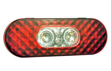 Red 6" Oval LED Stop/Tail/Turn Lights With Integrated Back-Up Lights
