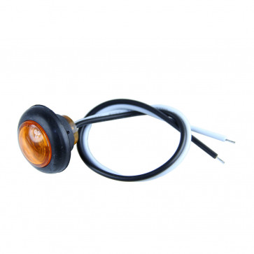 Amber 3/4" LED Round 2-Wire Side Marker Lights with Black Grommet