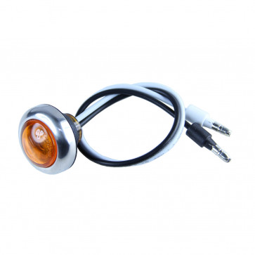 Amber 3/4" LED Round 2-Wire Side Marker Lights with Stainless Steel Cover and Bullet Terminals