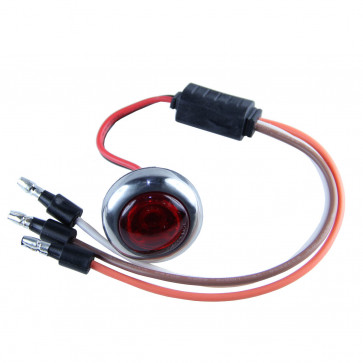 Red 3/4" LED Round 3-Wire Side Marker Lights with Stainless Steel Cover and Bullet Terminals