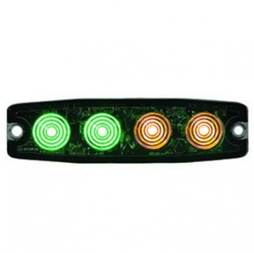4 3/8" X 1 3/16 Green and Amber LED Ultra Thin Strobe Light