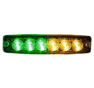 5 1/8" X 1 3/16 Green and Amber LED Ultra Thin Strobe Light