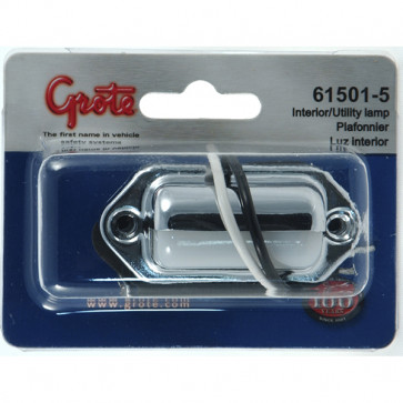 61501-5 - DOME/INTERIOR LAMP CHROME HOODED GUARD UTILITY CLAMSHELL