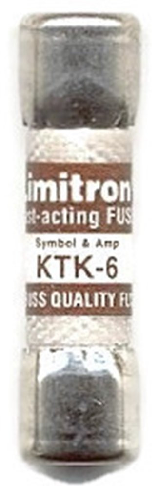 Bussmann KTK-6 - 6 Amp Limitron Fast Acting Supplementary Fuse Melamine Tube 600V Ul Listed