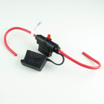 LED ATC/ATO Inline Fuse Holder with Cap, 12 Ga. Wire Leads